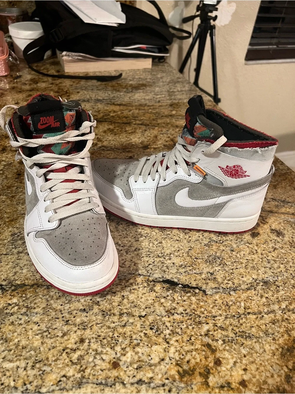 Jordan Air 1 High Top - White, Gray & Red Accents